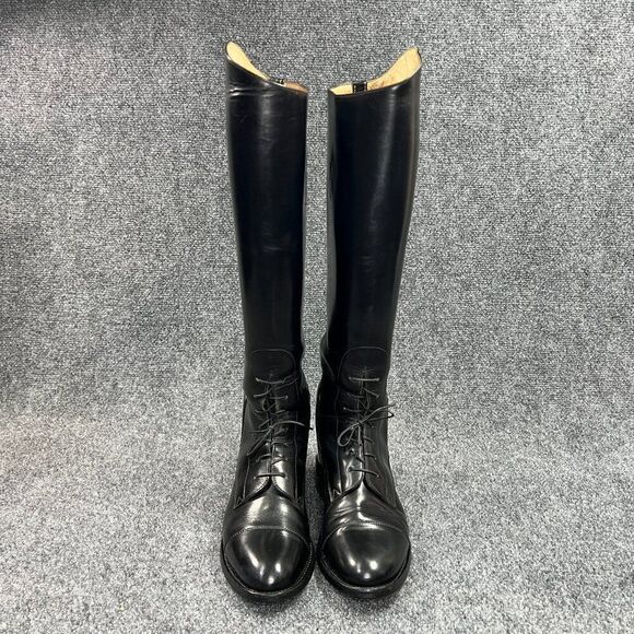 The Effingham Bond Boot Co Women's 8 Black Leather Tall Riding Lace Knee Boots - Picture 3 of 16